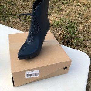 Brand New Navy Blue Heeled Booties